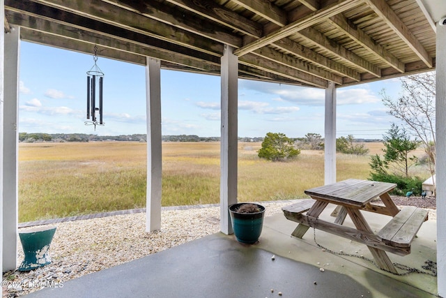 view of patio with a rural view