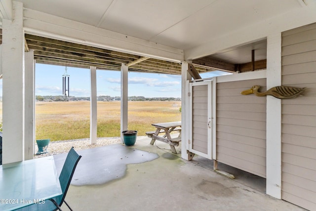 view of patio / terrace featuring a rural view