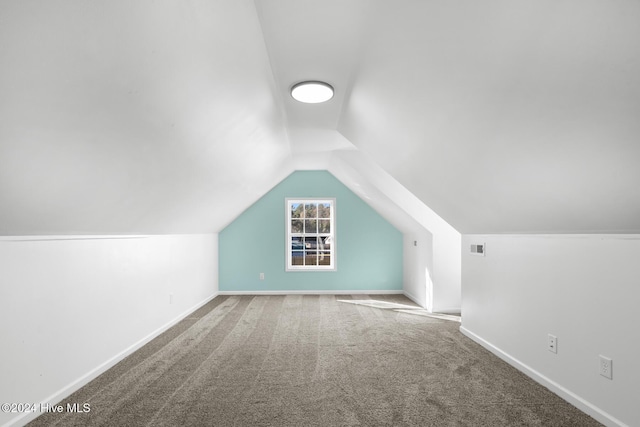 additional living space with carpet and vaulted ceiling