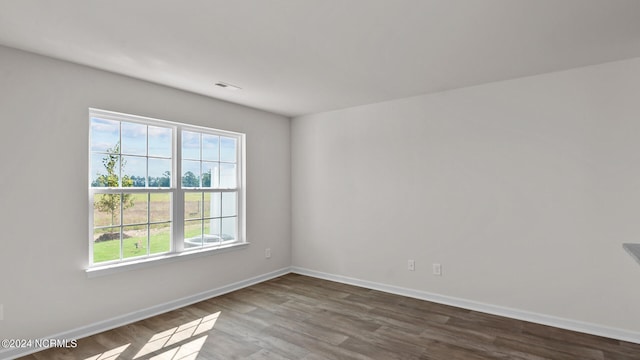 spare room featuring plenty of natural light and hardwood / wood-style flooring