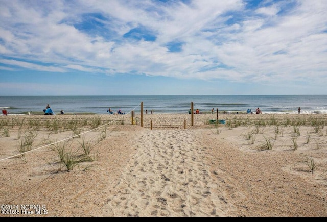 view of water feature with a view of the beach