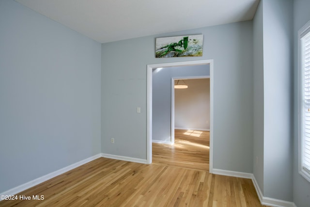 empty room featuring plenty of natural light and light hardwood / wood-style flooring