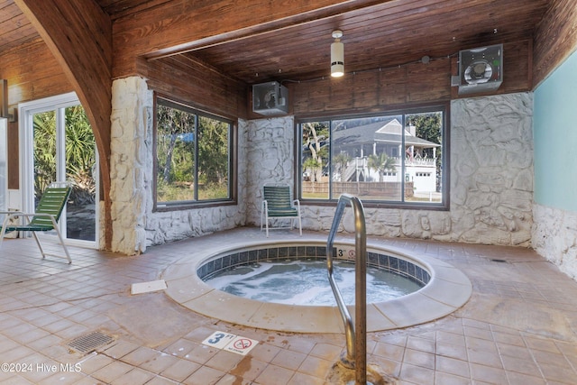 interior space featuring an indoor hot tub