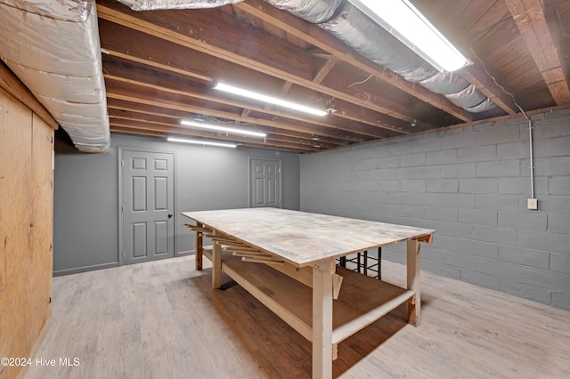 dining area featuring light wood-type flooring