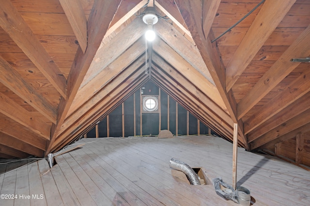 view of unfinished attic