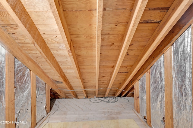 view of unfinished attic