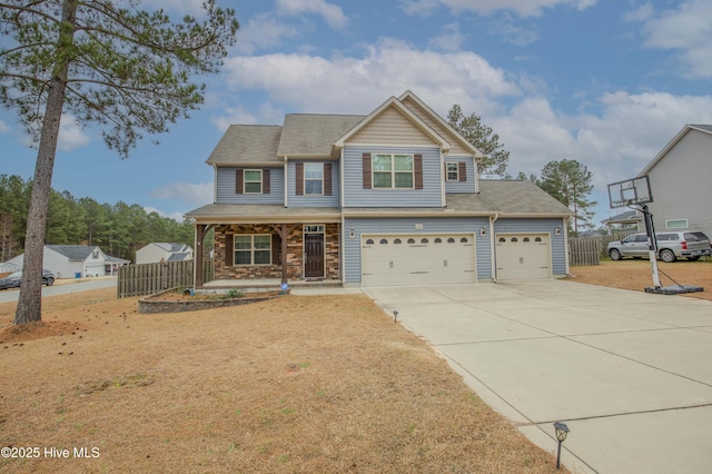 view of front of house with a garage