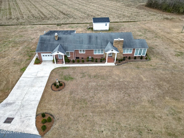 aerial view featuring a rural view