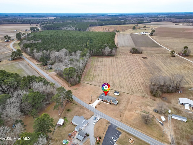 bird's eye view featuring a rural view