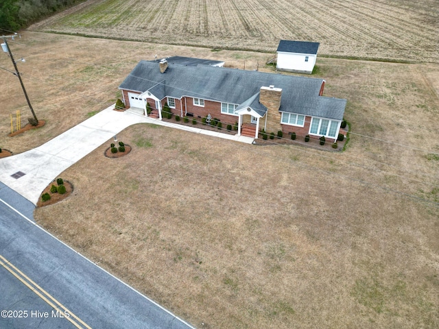 drone / aerial view with a rural view