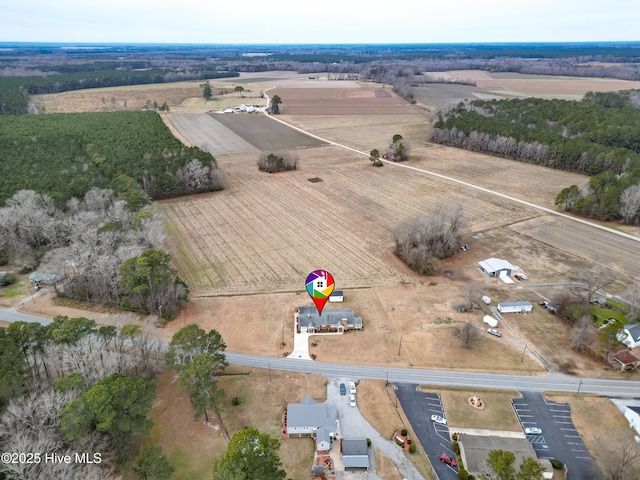 aerial view featuring a rural view