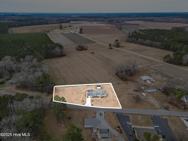 aerial view featuring a rural view