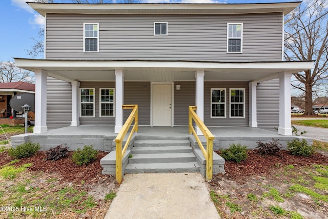 view of front facade featuring covered porch