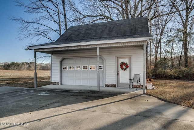 view of garage