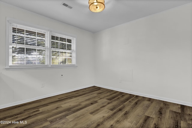 unfurnished room with dark hardwood / wood-style flooring and a wealth of natural light