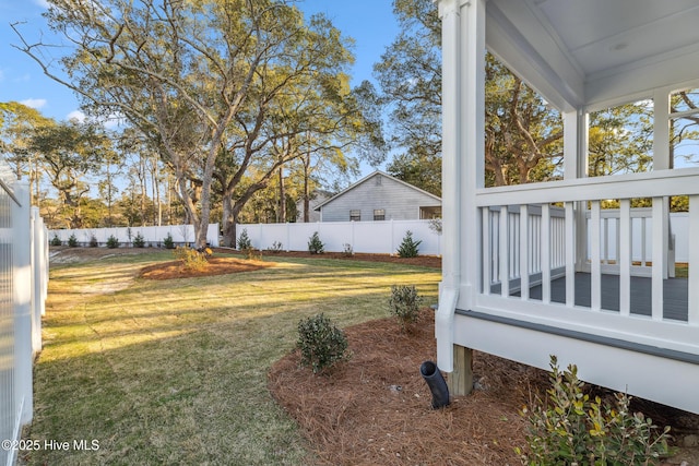 view of yard featuring a fenced backyard