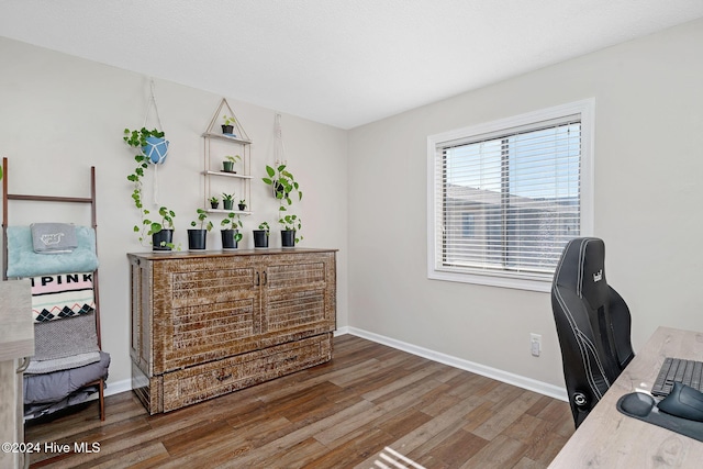 office with hardwood / wood-style flooring