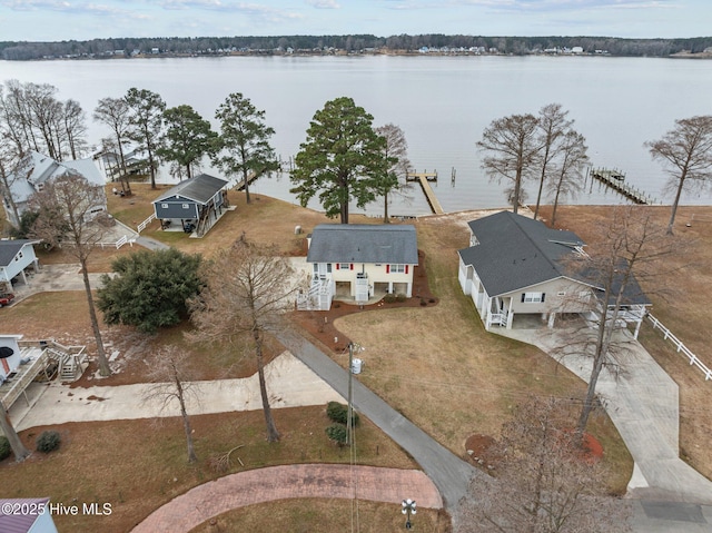 bird's eye view featuring a water view