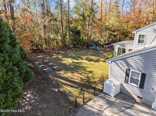 view of yard with a playground