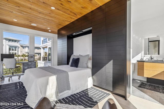 bedroom featuring wood ceiling