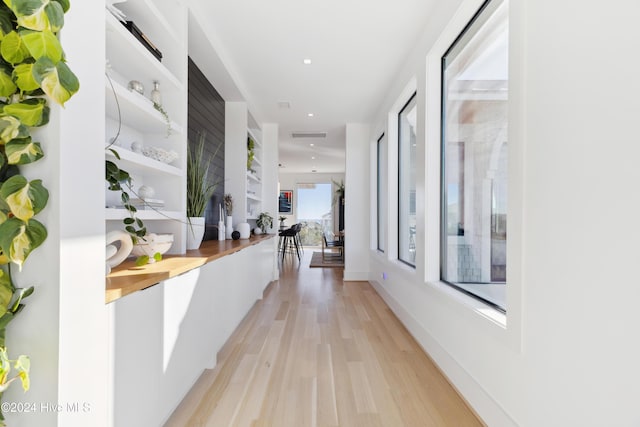 hall featuring light wood-type flooring