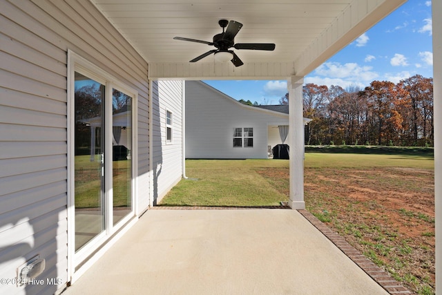 view of patio with ceiling fan