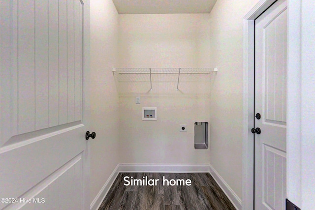 washroom featuring hookup for a washing machine, dark hardwood / wood-style flooring, and hookup for an electric dryer