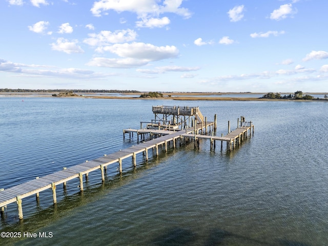 dock area featuring a water view