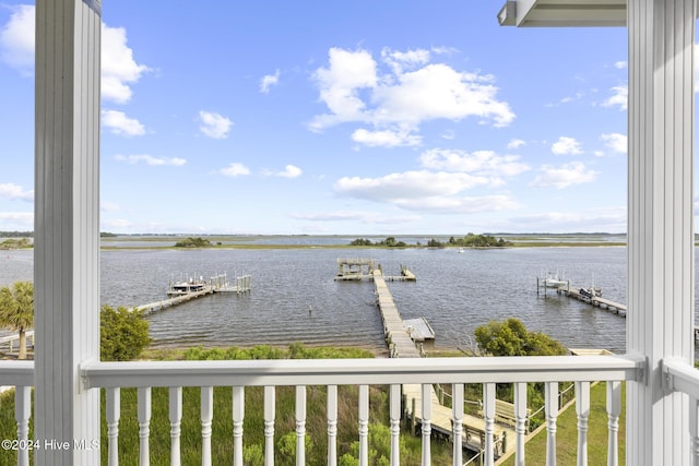 water view with a dock