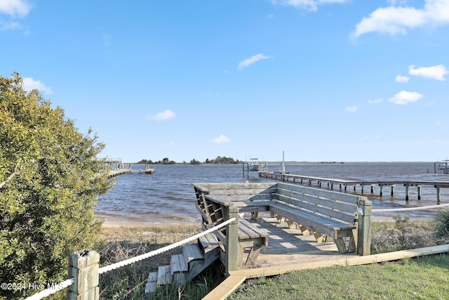 dock area featuring a water view