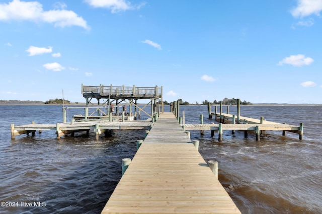 view of dock featuring a water view