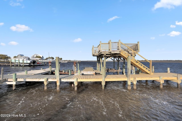 view of dock featuring a water view