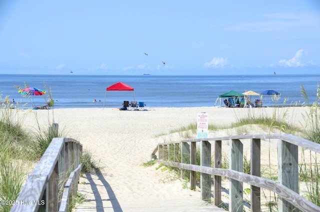 view of water feature featuring a view of the beach