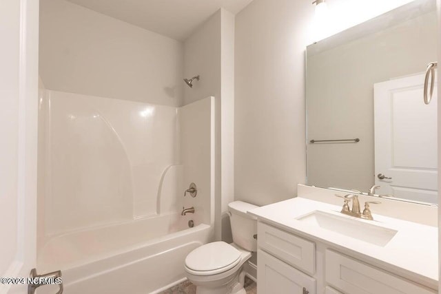 full bathroom featuring vanity, shower / bathtub combination, and toilet