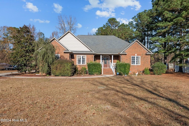 view of front facade with a front lawn