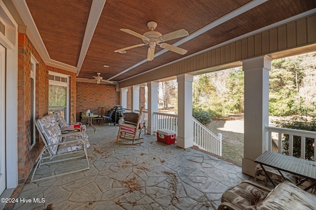 view of patio / terrace featuring ceiling fan