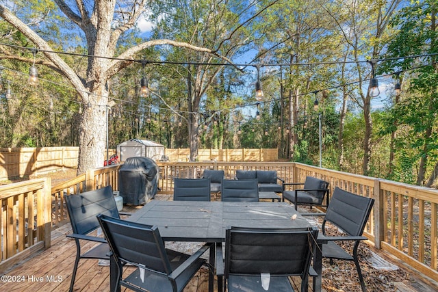 deck featuring area for grilling