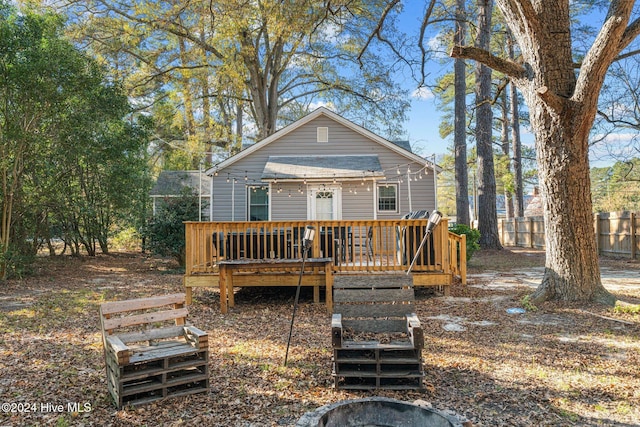 view of front of home with a wooden deck