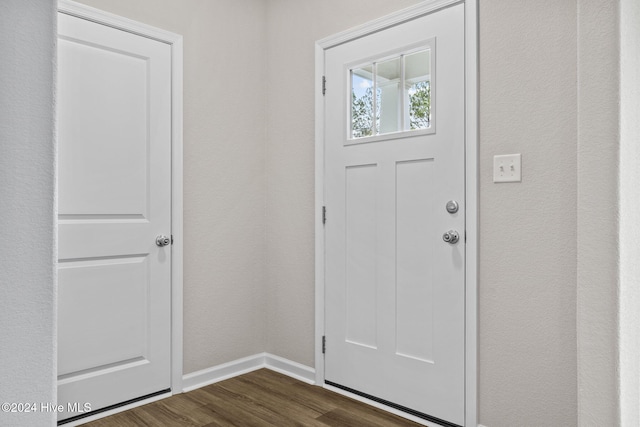 entryway with dark wood-type flooring