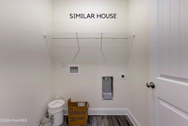 laundry area with washer hookup, electric dryer hookup, and wood-type flooring