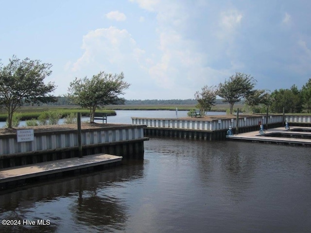 view of dock featuring a water view