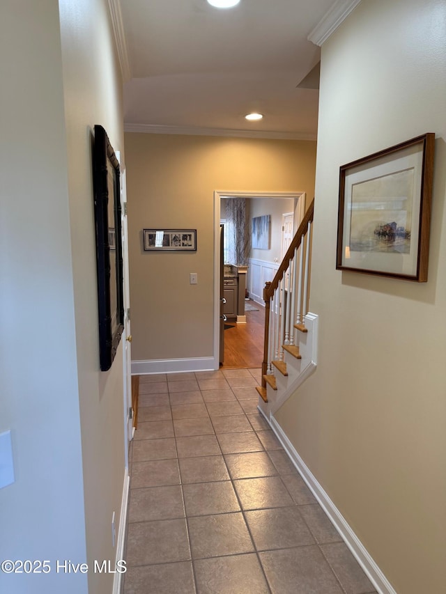 hallway with ornamental molding