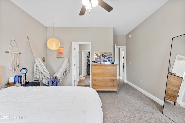 bedroom featuring carpet floors and ceiling fan