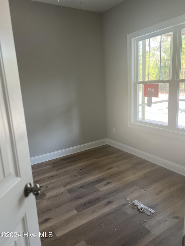 unfurnished room featuring dark wood-type flooring