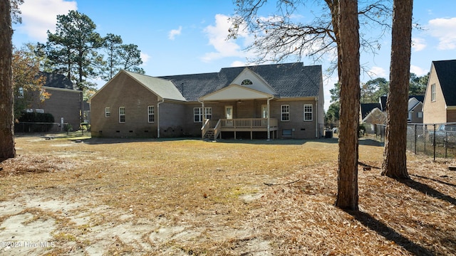 view of front of property with a deck