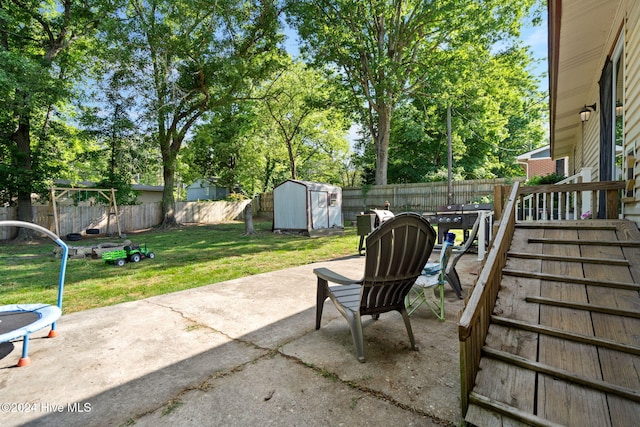 view of patio / terrace with a storage unit