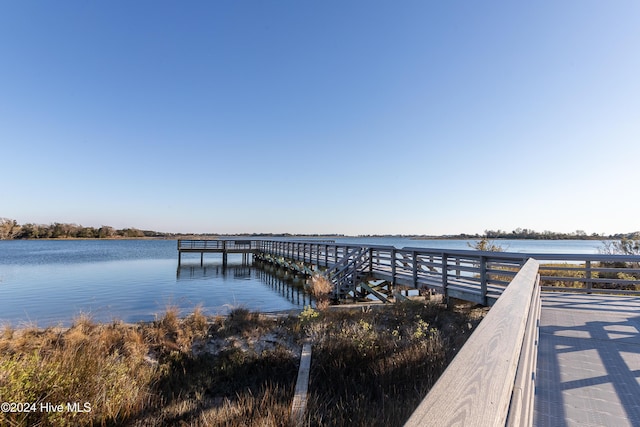 view of dock featuring a water view