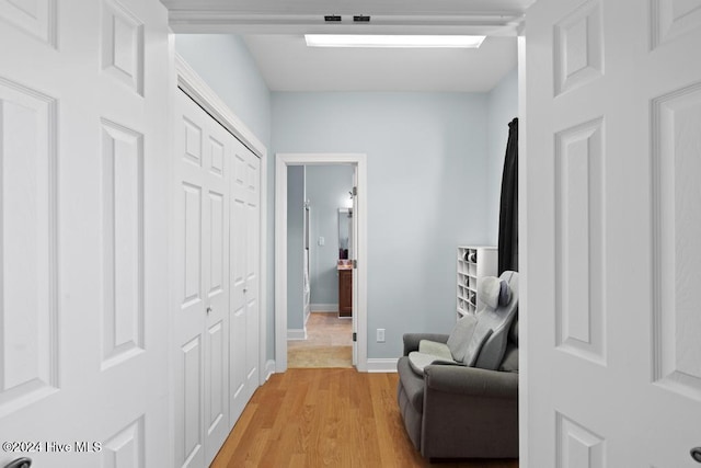 hall featuring light wood-type flooring