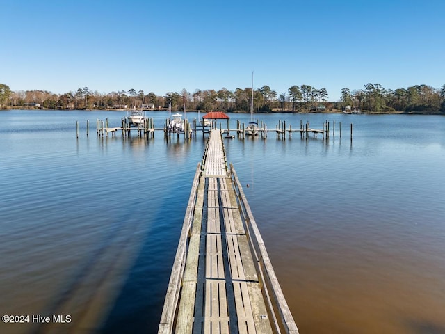 view of dock featuring a water view