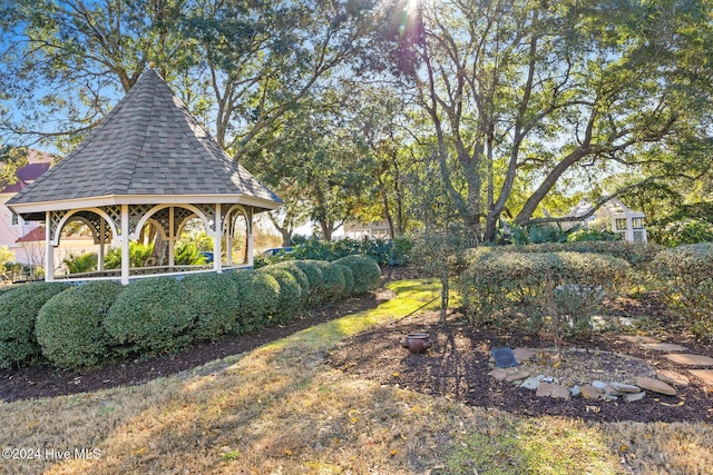 view of yard with a gazebo